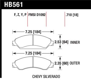 Chevrolet Tahoe Brake Pads - Front - Hawk Performance - LTS - 2007 Chevrolet Tahoe Brake Pads - Front - Hawk Performance - LTS - 2007